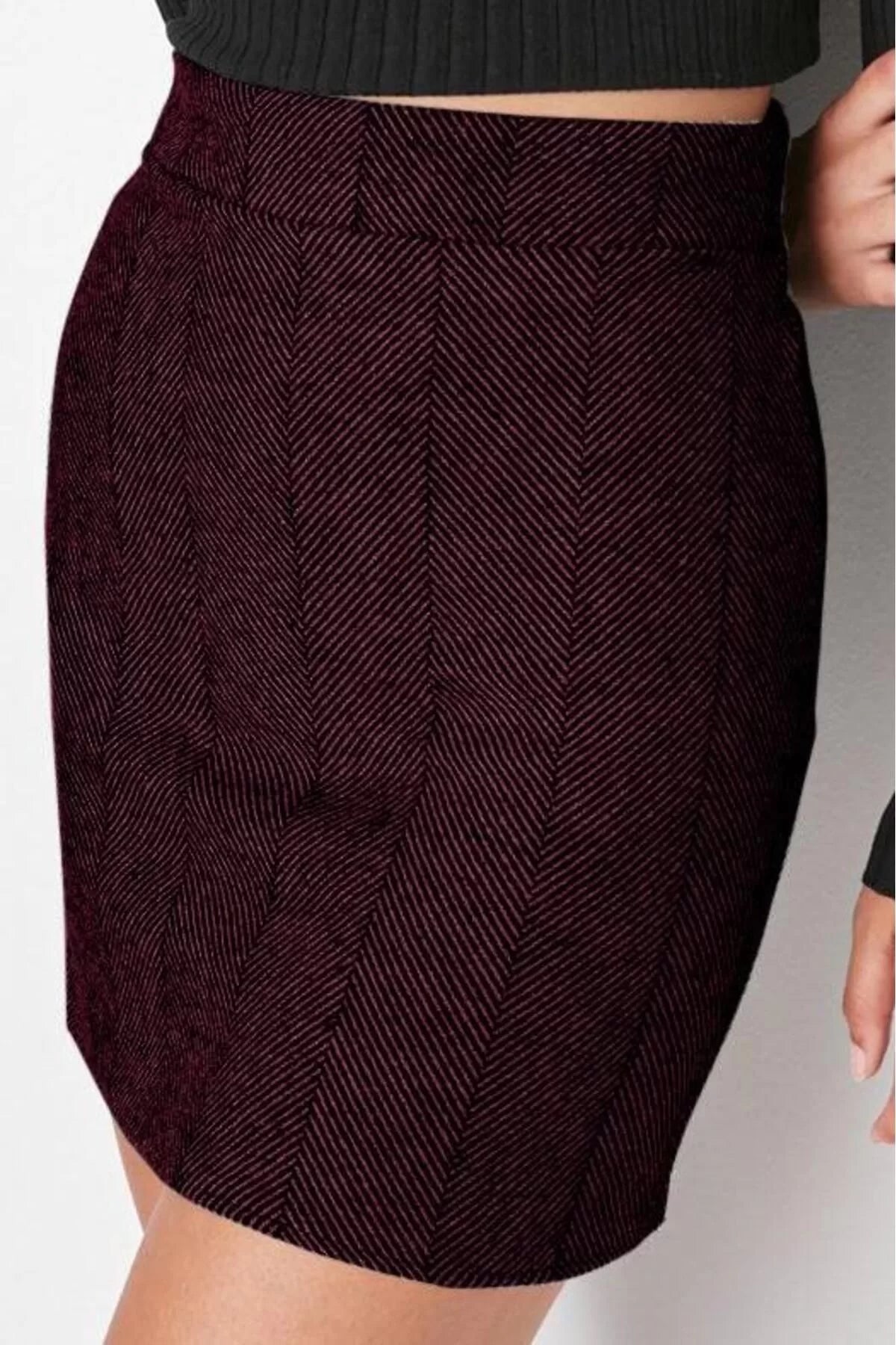 Women Fashion Style Mini Unlined Woven A-line Cashmere Fabric Mini Woven Skirt