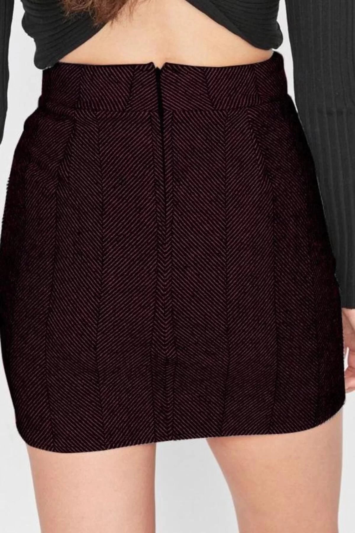 Women Fashion Style Mini Unlined Woven A-line Cashmere Fabric Mini Woven Skirt