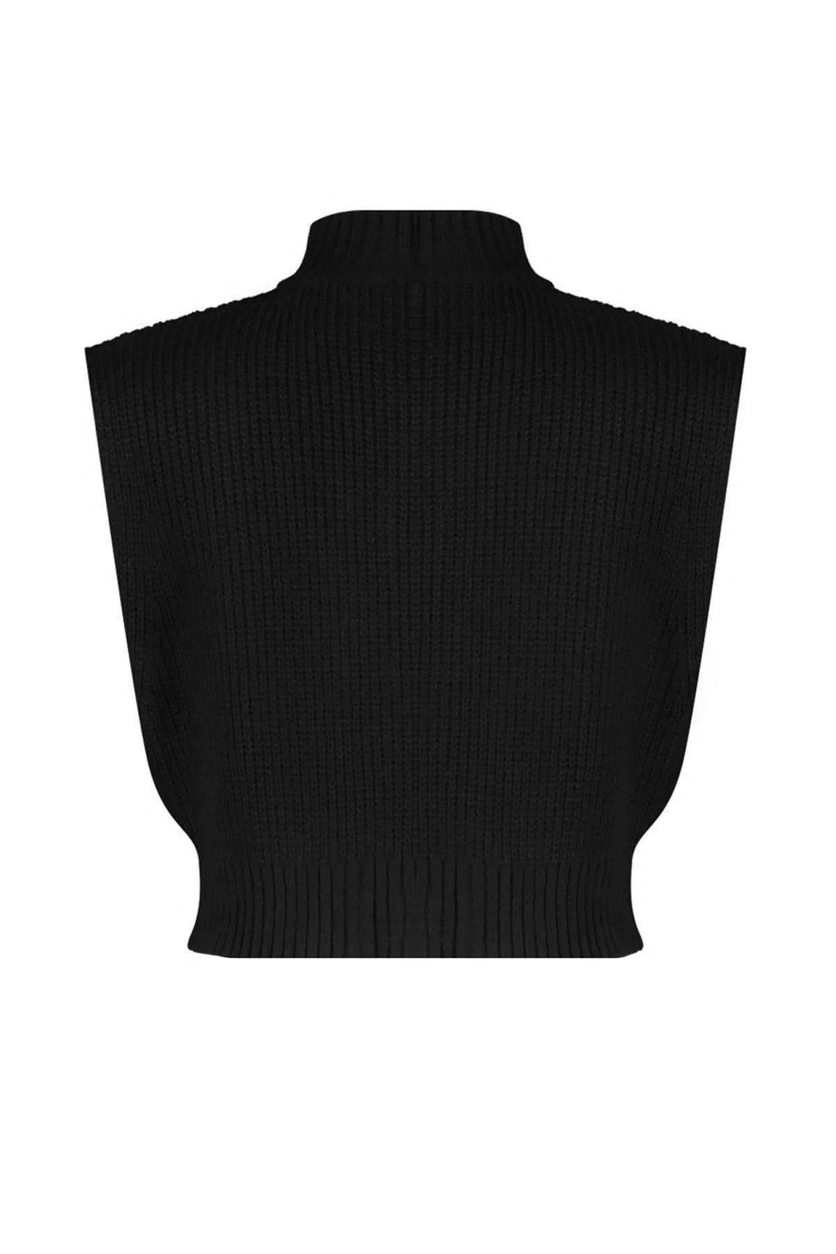 Women's Fashion Stylish Stand Collar Standard Sleeve Crop Zipper Basic Knitwear Vest