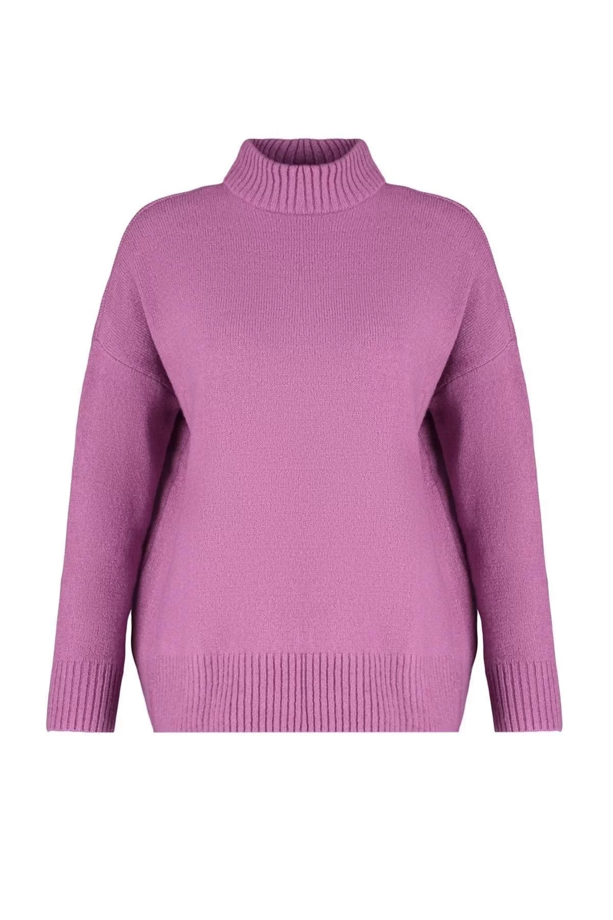 Women's Fashion Stylish Stand Collar Low Sleeve Regular Wide Fit Soft Texture Knitwear Sweater