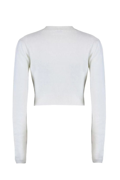 Women Fashion Stylish Crew Neck Regular Sleeve Crop Soft Textured Knitwear Sweater