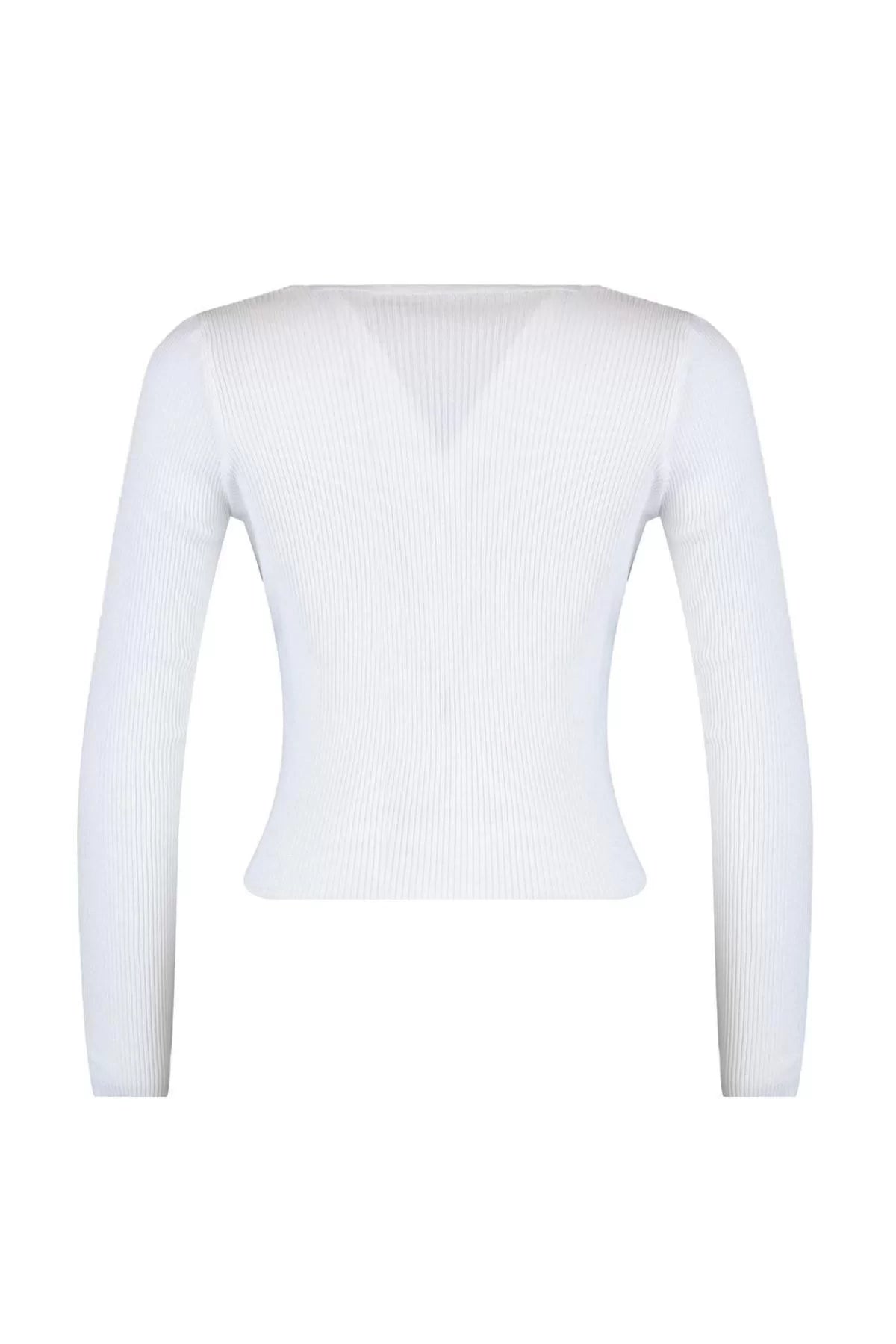 Women's Fashion Stylish Double Breasted Standard Sleeve Regular Gathered Detailed Knitwear Sweater