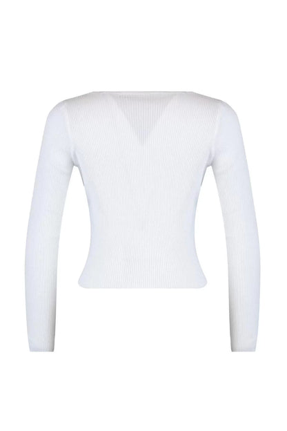 Women's Fashion Stylish Double Breasted Standard Sleeve Regular Gathered Detailed Knitwear Sweater