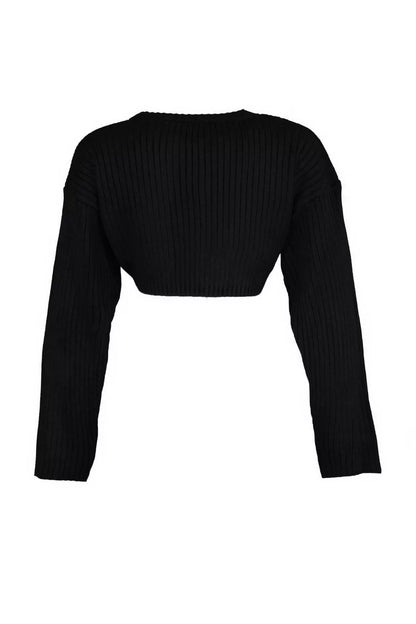 Women Fashion Stylish Crew Neck Standard Sleeve Crop Super Basic Knitwear Sweater