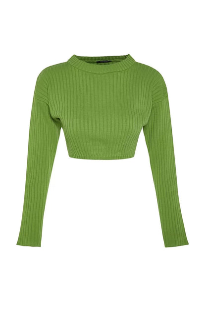 Women Fashion Stylish Crew Neck Standard Sleeve Crop Super Basic Knitwear Sweater