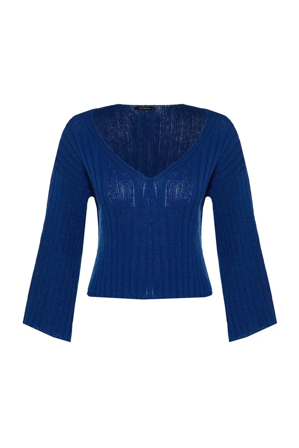 Women Fashion Stylish V Neck Standard Sleeve Crop Wool Wide Pattern Basic Knitwear Sweater