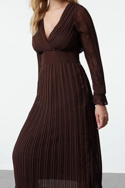 Women Fashion Stylish Midi Length Double Breasted Regular Belted Plain Woven Dress