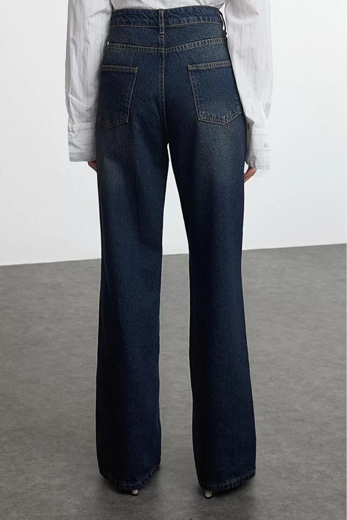 Women Fashion Stylish Jeans Pants Wide Leg Long Length Denim High Waist Jeans