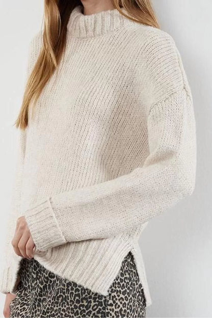 Women Fashion Stylish Crew Neck Standard Sleeve Regular Soft Texture Knitwear Sweater