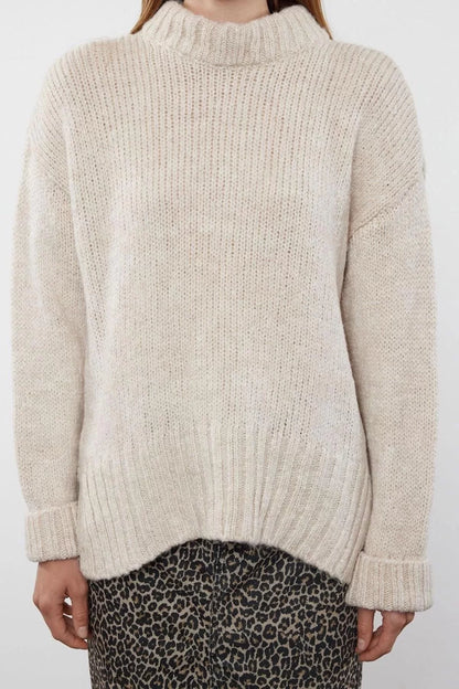 Women Fashion Stylish Crew Neck Standard Sleeve Regular Soft Texture Knitwear Sweater