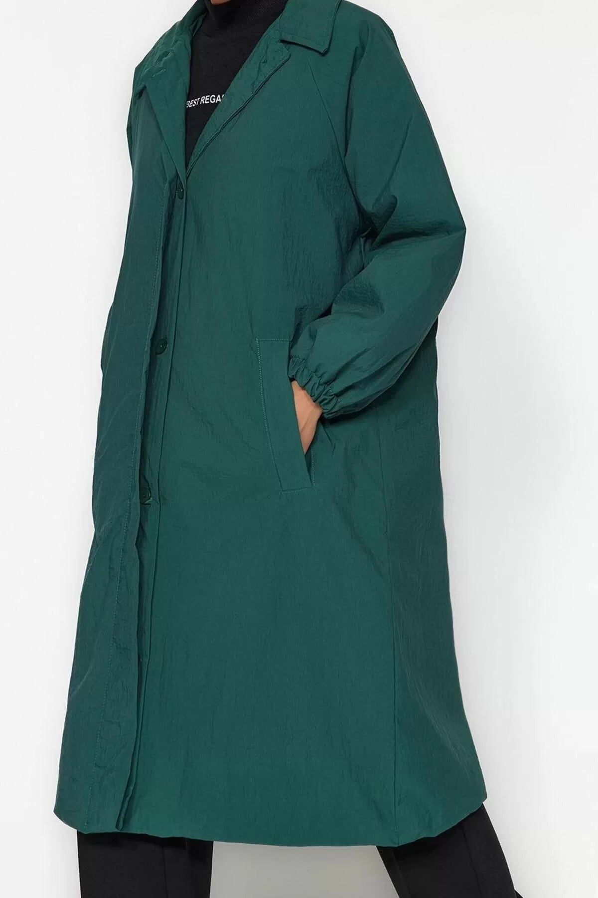 Women Fashion Stylish Loose Jacket Collar Long Plain Lined Oversize Water Repellent Long Coat