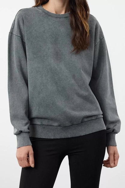 Women's Regular Crew Neck Low Sleeve Regular Thick Polar Fleece Regular Fit Basic Knitted Sweatshirt