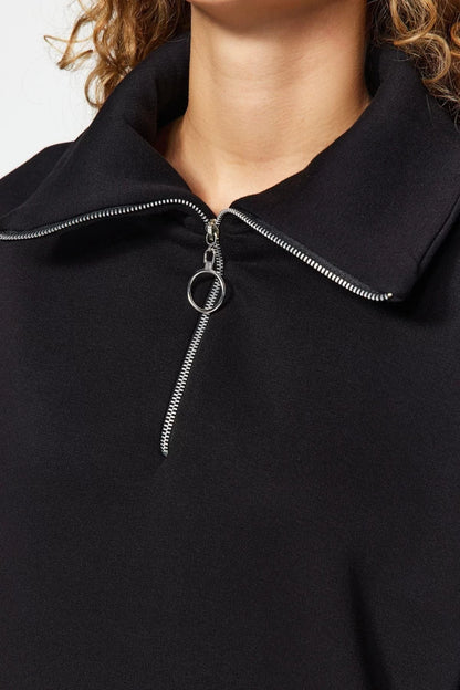 Women's Regular Zipper Collar Standard Sleeve Regular Zipper Thick Inside Polar Fleece Fit Knitted Sweatshirt