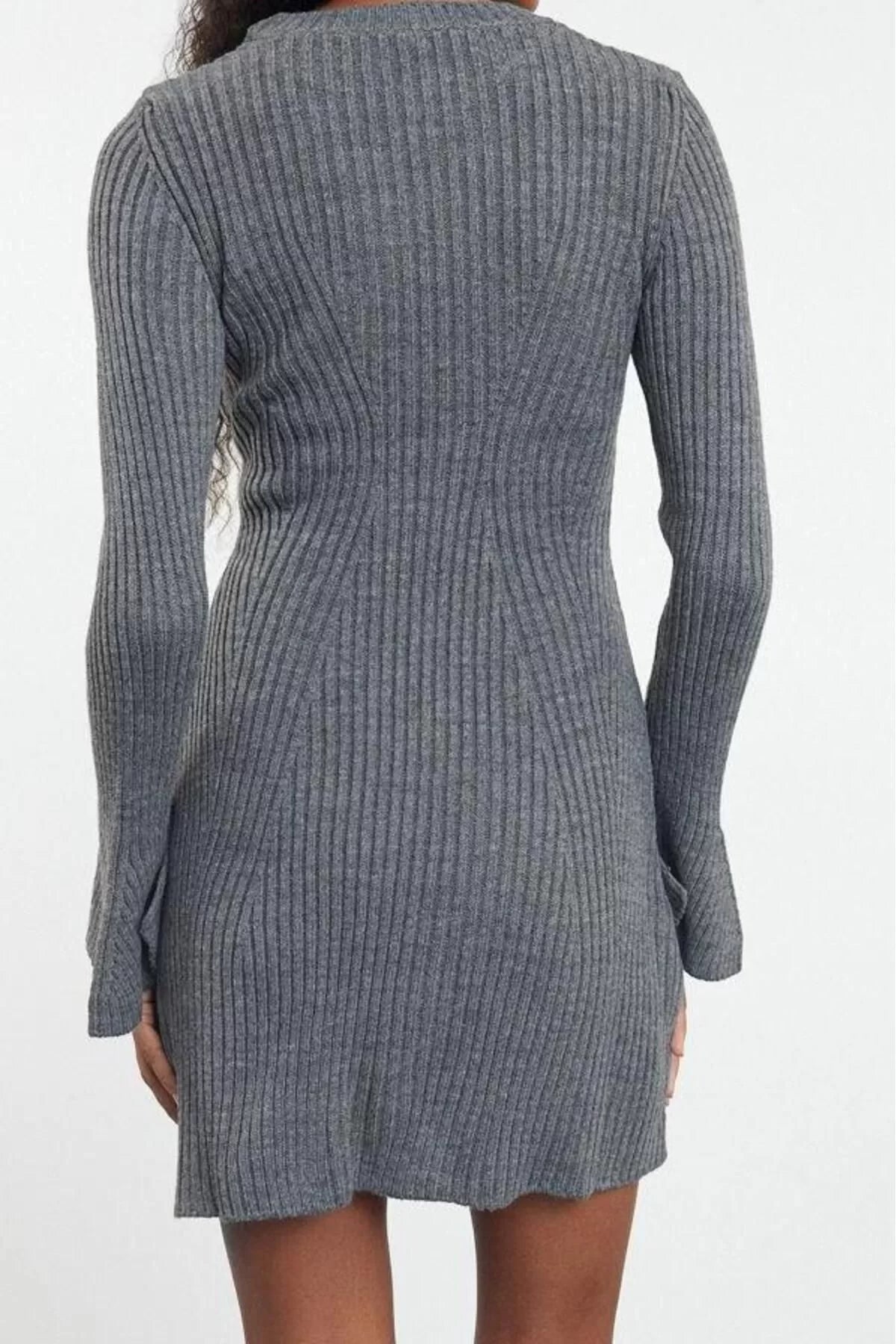 Women Fashion Stylish Mini Length Crew Neck Regular Knitwear A-Line Form Fit Dress