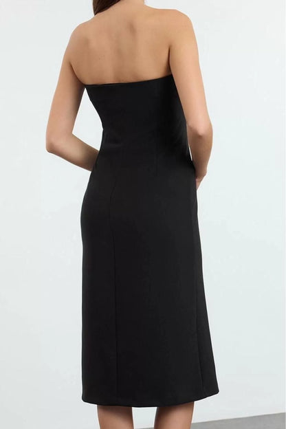 Women Fashion Stylish Midi Length Strapless Regular Woven Dress