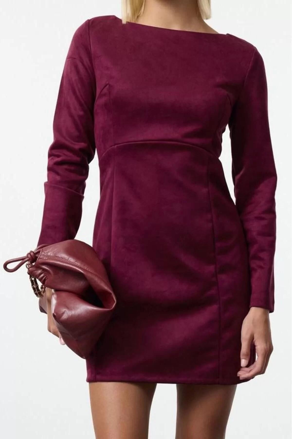 Women Fashion Stylish Mini Length Crew Neck Regular Straight Cut Woven Dress