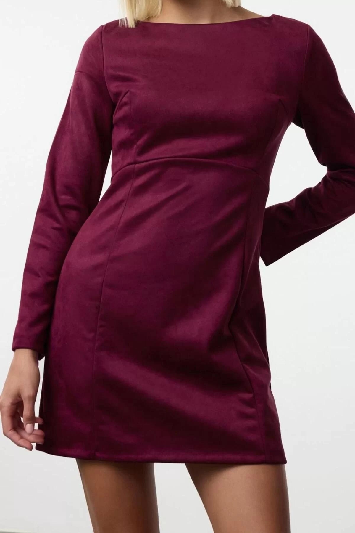 Women Fashion Stylish Mini Length Crew Neck Regular Straight Cut Woven Dress