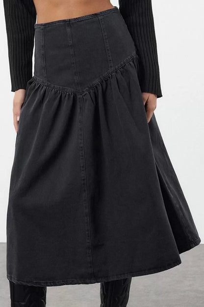 Women Fashion Style Maxi Unlined Denim Maxi Denim Skirt