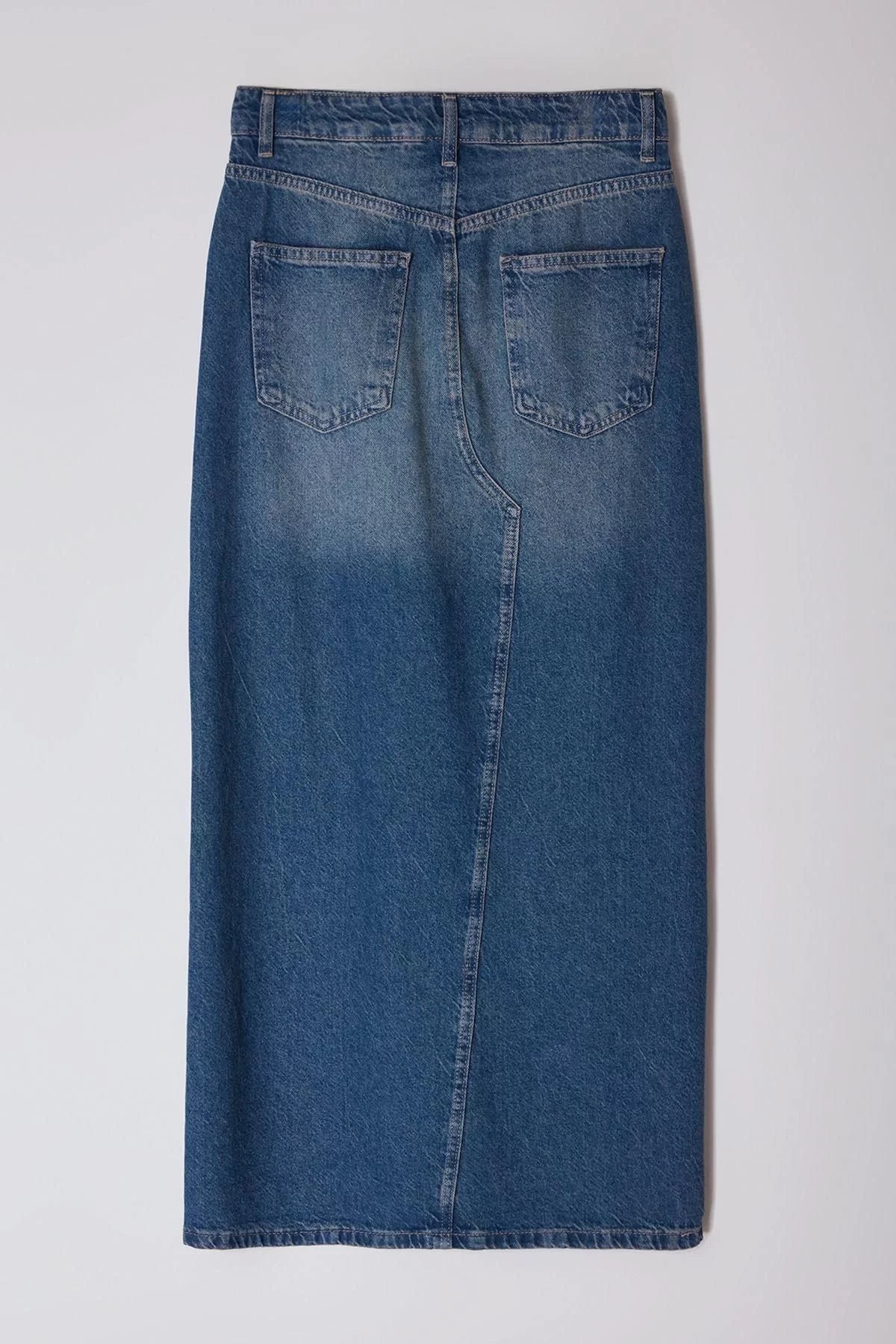 Women Fashion Style Maxi Unlined Denim Limited Edition Stoned High Waist Maxi Denim Skirt