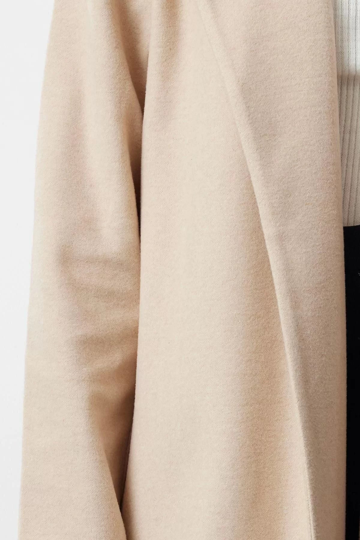 Women Fashion Stylish Regular Jacket Collar Midi Plain Lined Unlined Soft Textured Unlined Knitted Cashmere Coat