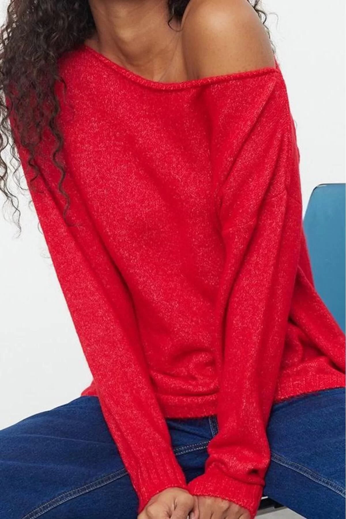 Women Fashion Stylish Boat Neck Standard Sleeve Regular Woolen Basic Knitwear Sweater