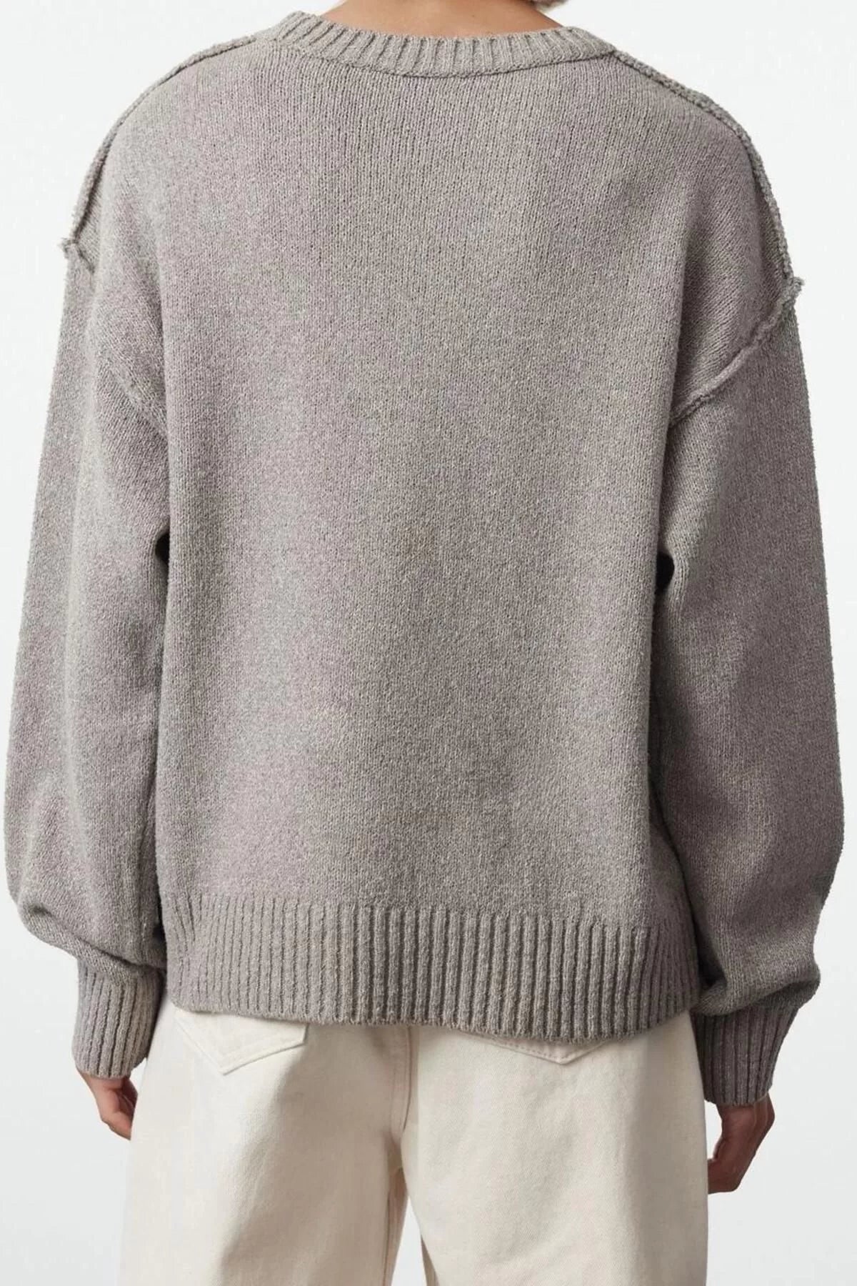 Women Fashion Stylish Crew Neck Standard Sleeve Regular Wide Pattern Basic Knitwear Sweater