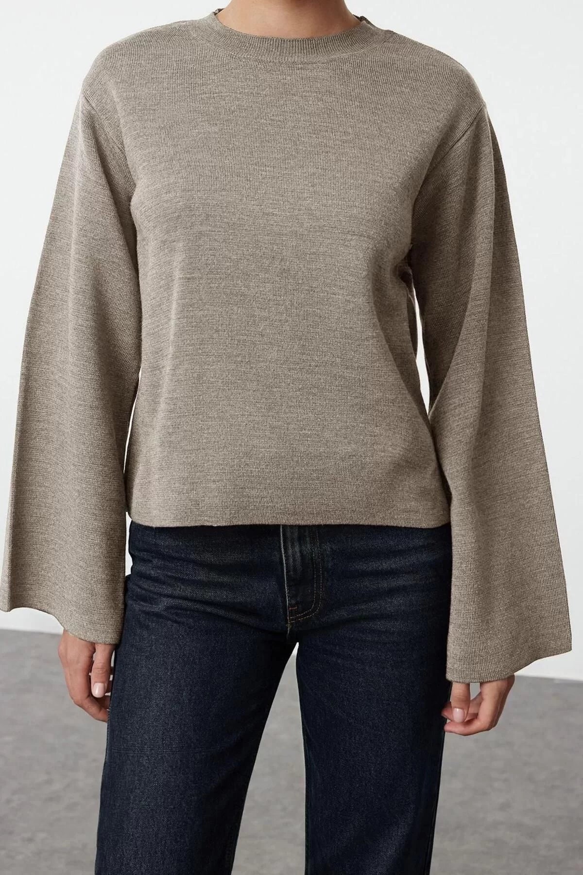 Women Fashion Stylish Crew Neck Standard Sleeve Regular Basic Knitwear Sweater