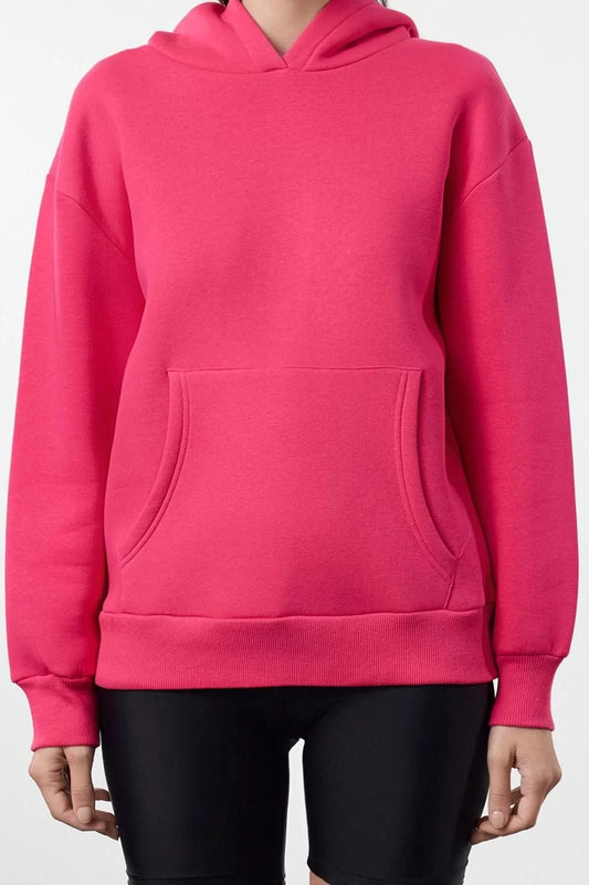 Women Fashion Stylish Regular Hooded Low Sleeve Regular Regular Fit Knitted Sweatshirt