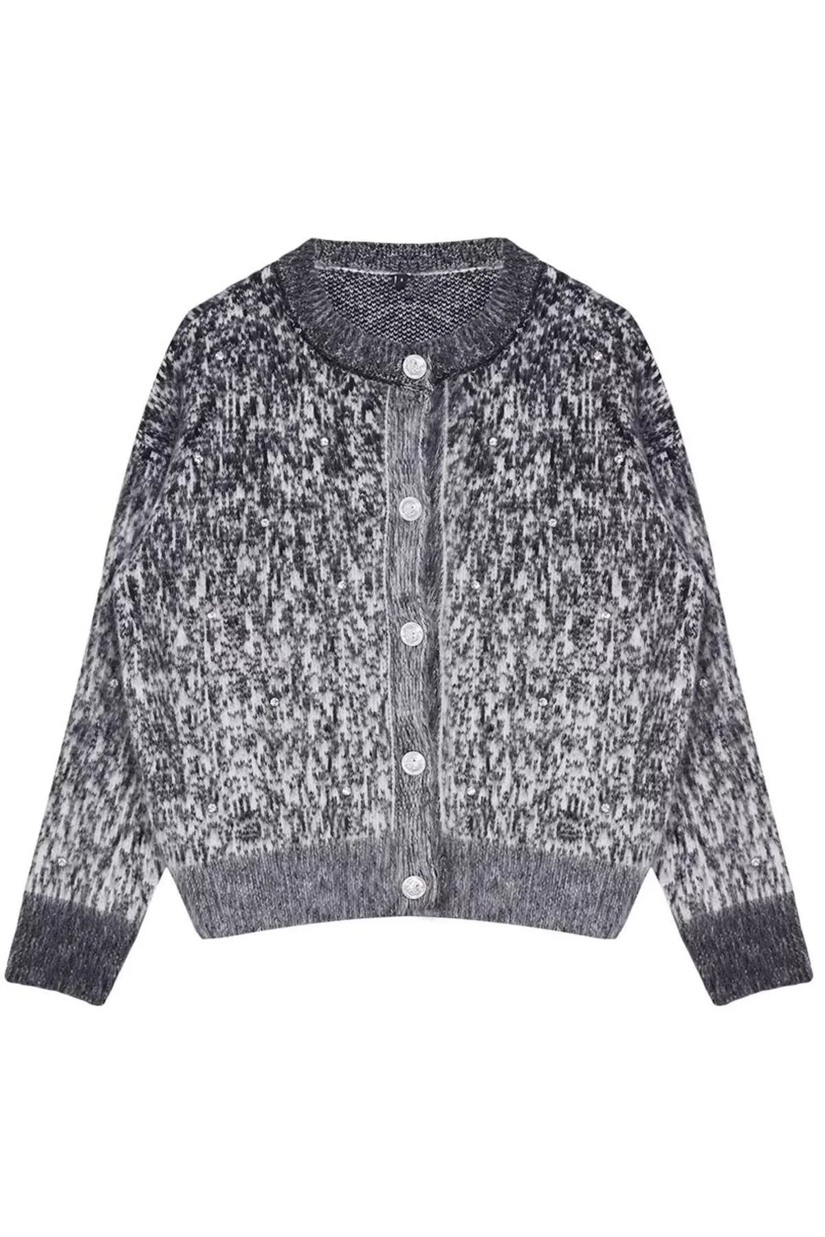 Women Fashion Stylish Regular Crew Neck Regular Soft Textured Patterned Knitwear Cardigan