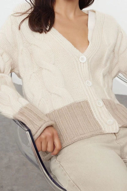 Women's Fashion Stylish Regular V Neck Regular Soft Texture Knit Detailed Knitwear Cardigan