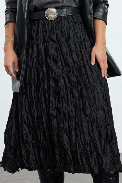 Women Fashion Style Midi Unlined Woven Plus Size Woven Skirt