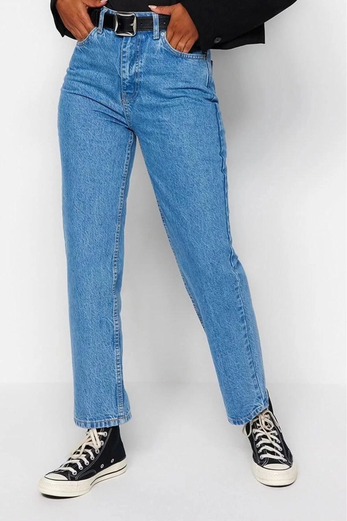 Women Fashion Stylish Jeans Pants Wide Leg Long Denim High Waist Straight Jeans