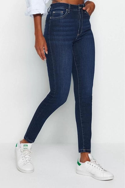 Women Fashion Stylish Jeans Skinny Leg Long Length Denim High Waist Skinny Jeans