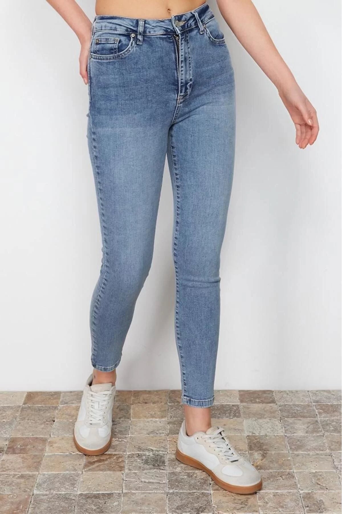 Women Fashion Stylish Jeans Skinny Leg Long Length Denim High Waist Skinny Jeans