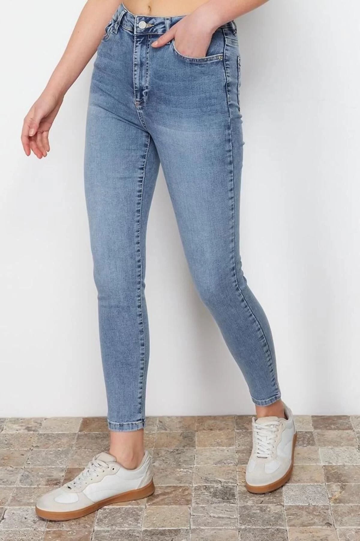 Women Fashion Stylish Jeans Skinny Leg Long Length Denim High Waist Skinny Jeans