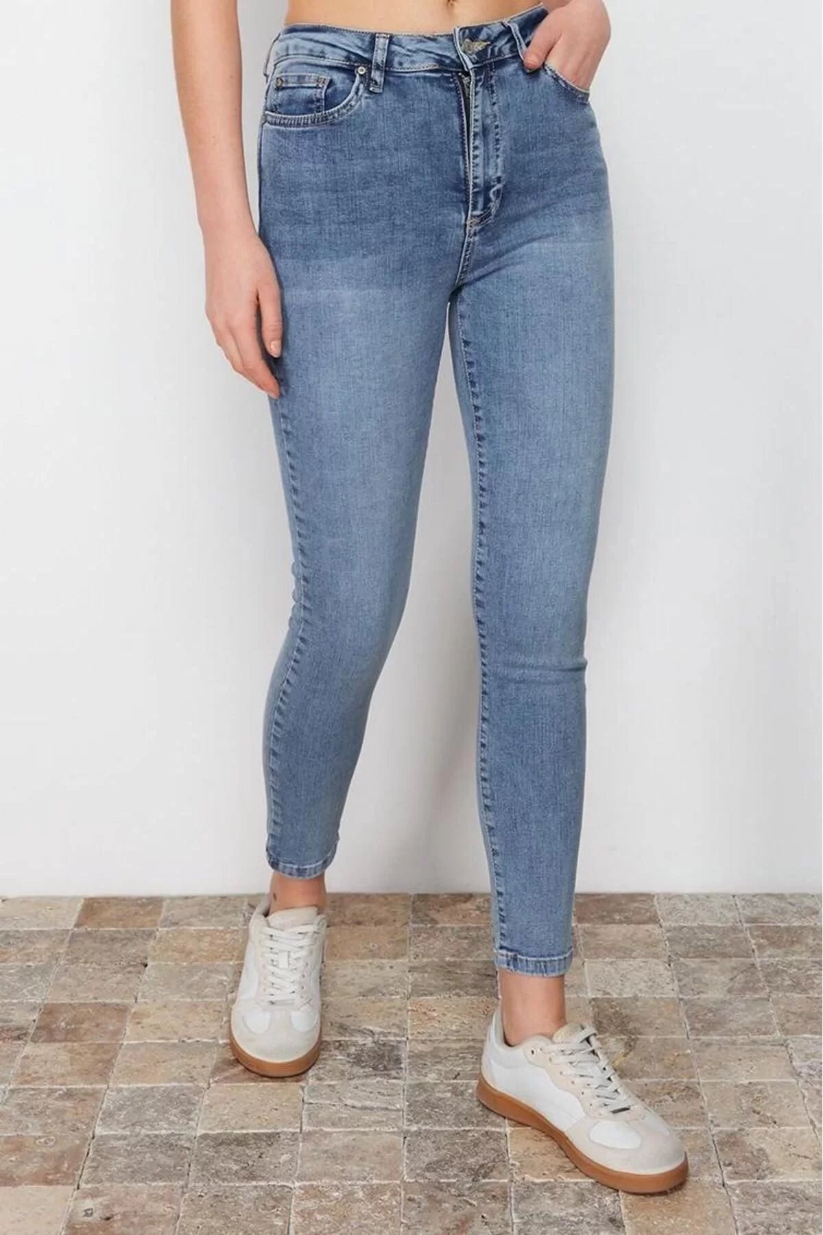 Women Fashion Stylish Jeans Skinny Leg Long Length Denim High Waist Skinny Jeans