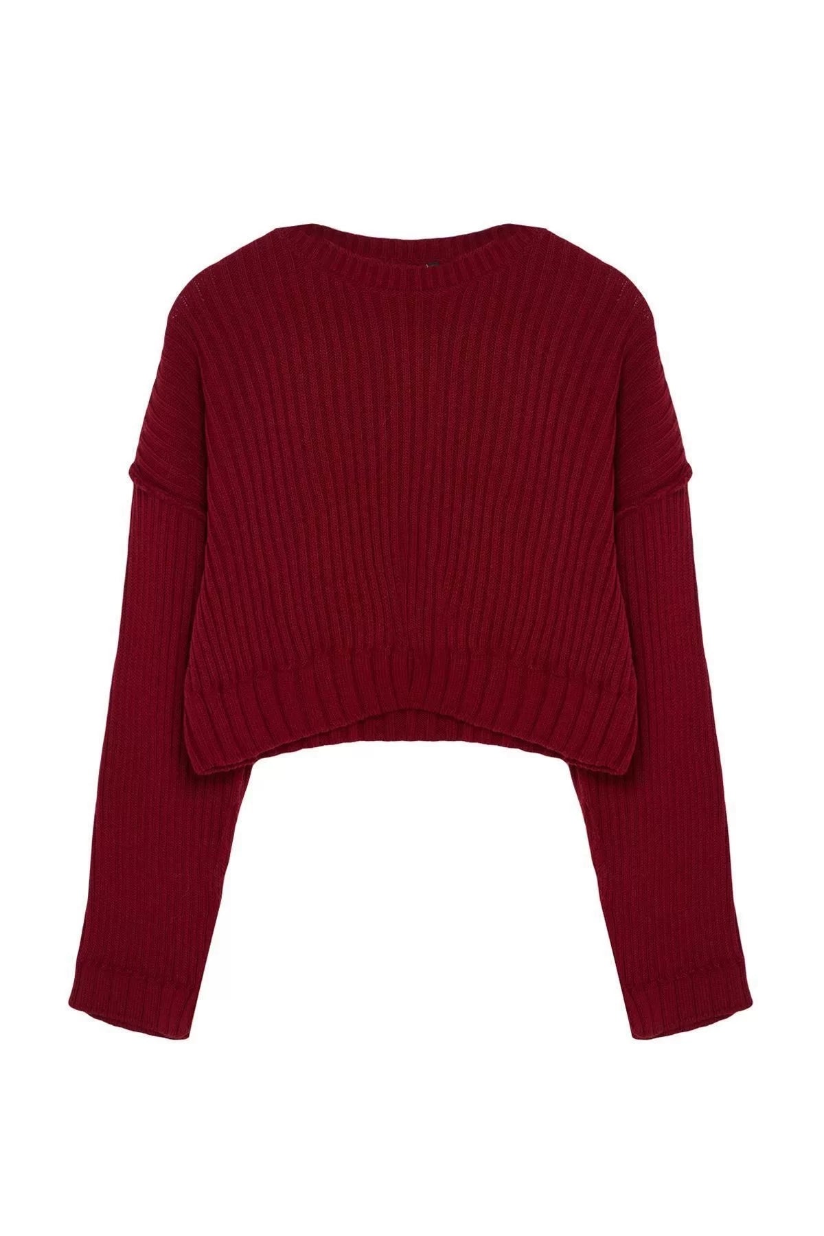 Women Fashion Stylish Crew Neck Regular Sleeve Crop Super Knitwear Sweater