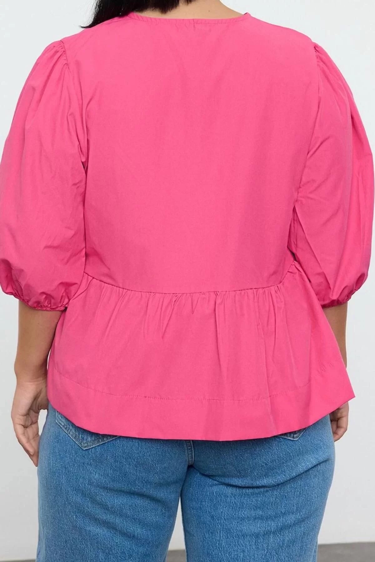 Style Women Women's Bow Blouse Long Woven Regular Fit Plus Size