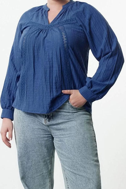 Style Women Sleeve Blouse Long Woven Regular Fit Plus Size