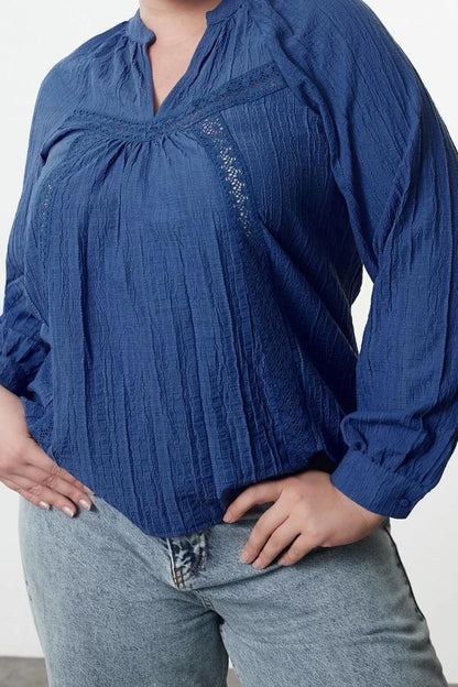 Style Women Sleeve Blouse Long Woven Regular Fit Plus Size