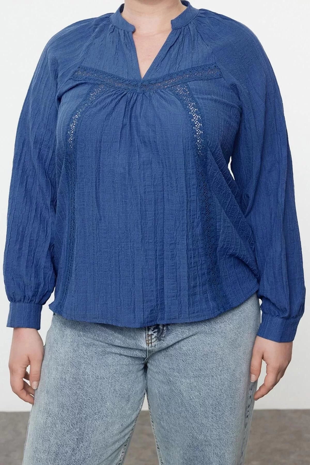 Style Women Sleeve Blouse Long Woven Regular Fit Plus Size