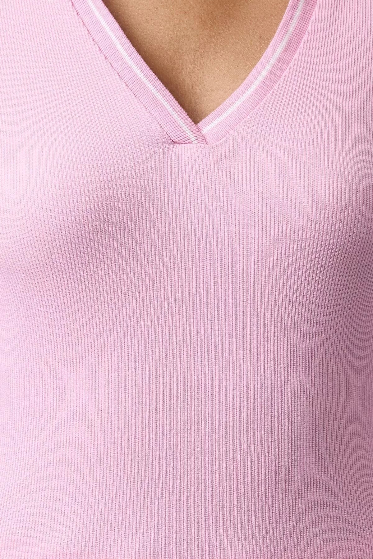 Style Women's Knitwear Collar Detailed Fitted Body Fitting Elastic Blouse Regular Knitted Slim Pattern