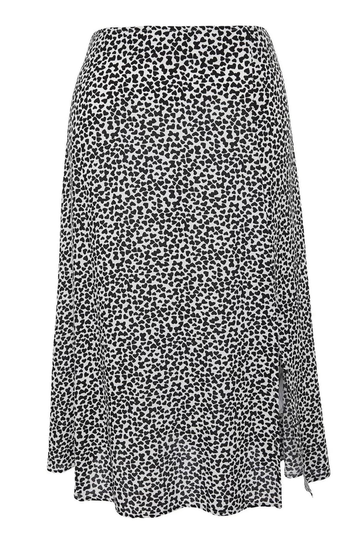 Fashion Plus Size Regular Animal Pattern Casual Midi Length Slit Woven Viscose Skirt