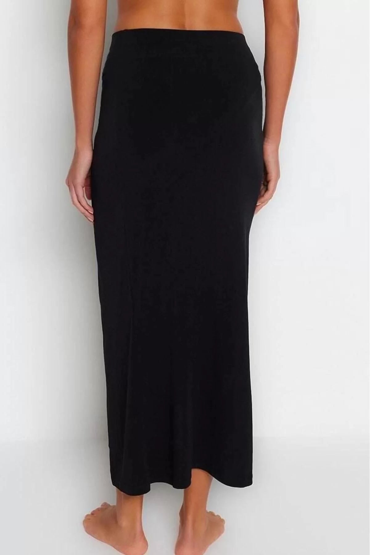 Fashion Regular Plain Pattern Beach Maxi Length Body-Fitting Maxi Woven Slit Skirt