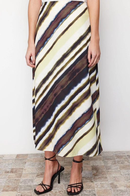 Fashion Regular Batik Pattern Formal Midi Length Satin Patterned A-line Midi Length Woven Skirt