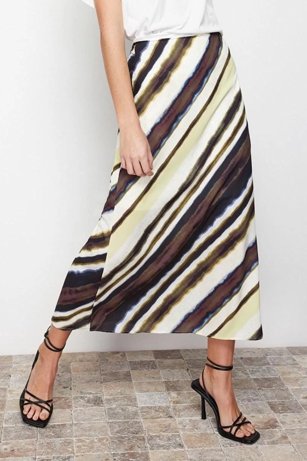 Fashion Regular Batik Pattern Formal Midi Length Satin Patterned A-line Midi Length Woven Skirt