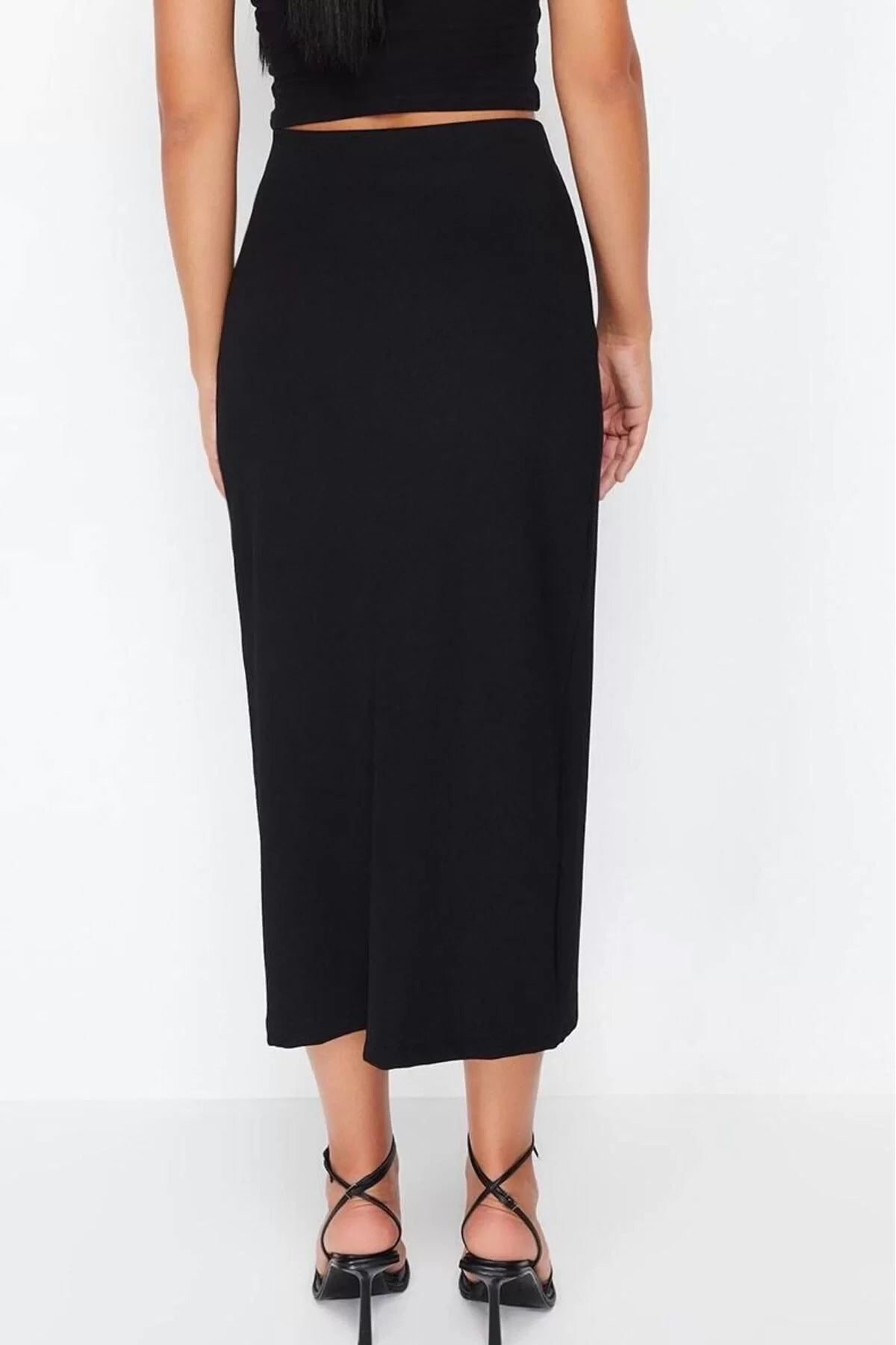 Fashion Regular Plain Pattern Formal Maxi Length Pleated Detailed Flexible Midi Skirt