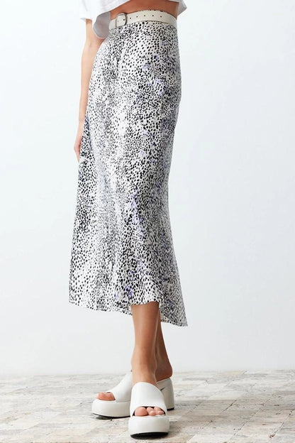 Fashion Regular Animal Pattern Daily Maxi Length Leopard Patterned Viscose Fabric Midi Woven Skirt