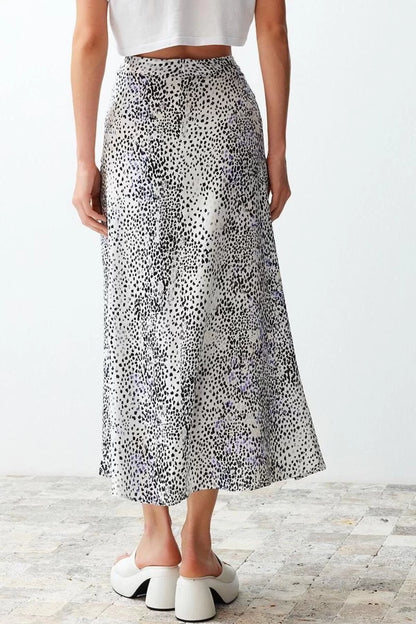 Fashion Regular Animal Pattern Daily Maxi Length Leopard Patterned Viscose Fabric Midi Woven Skirt