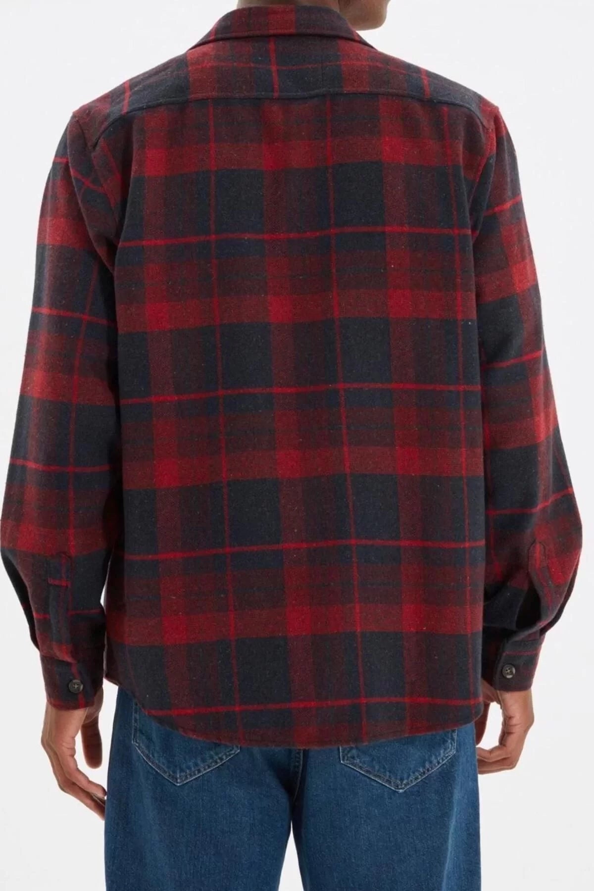 Fashion Men's Shirt Collar Plaid Casual Double Pocket Flap Regular Fit Winter Lumberjack Checkered Shirt